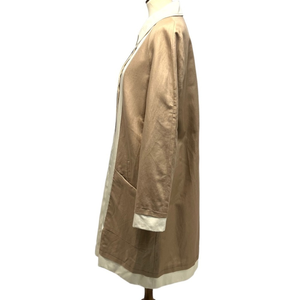 See By Chloe Tan & Cream Natural Flax Cotton Button Front Casual Jacket Coat 12 - Picture 8 of 13